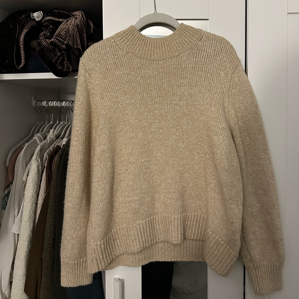 Oatmeal cream mock turtle neck sweater